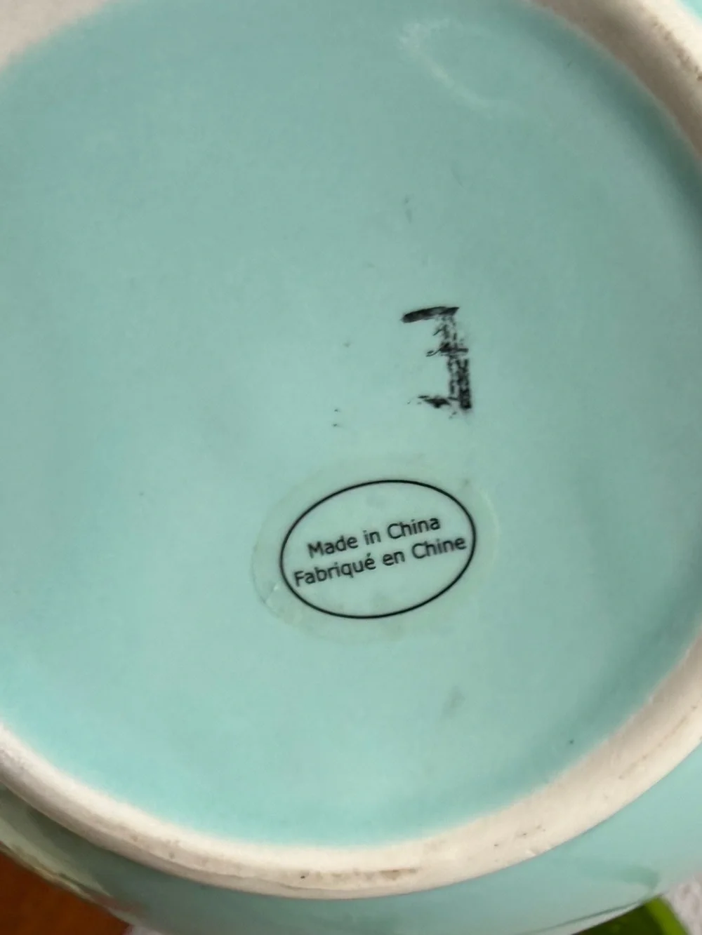 Anthropologie Celadon Blue 3D Red Chrysanthemum Ceramic Vase Rare